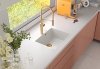 QUADRON | MORGAN 110 FM PRODUKT NA ZAMÓWIENIE | granitowy zlewozmywak kuchenny BIAŁY + MIEDŹ PVD | wymiary: 56,5 x 49,5 x 21,6 cm | 1-komorowy na równi w blatem | podbudowa szafki od: 60 cm HB8304U1FMC1P2O